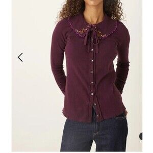 Free People Juniper Long Sleeve Cardi Top Buttondown Embroidered XL NWT 284613